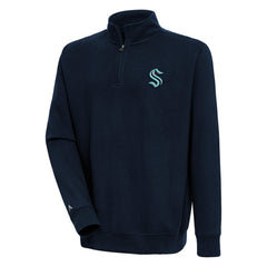 Seattle Kraken Antigua Victory Quarter-Zip Pullover Top - Navy Pullover