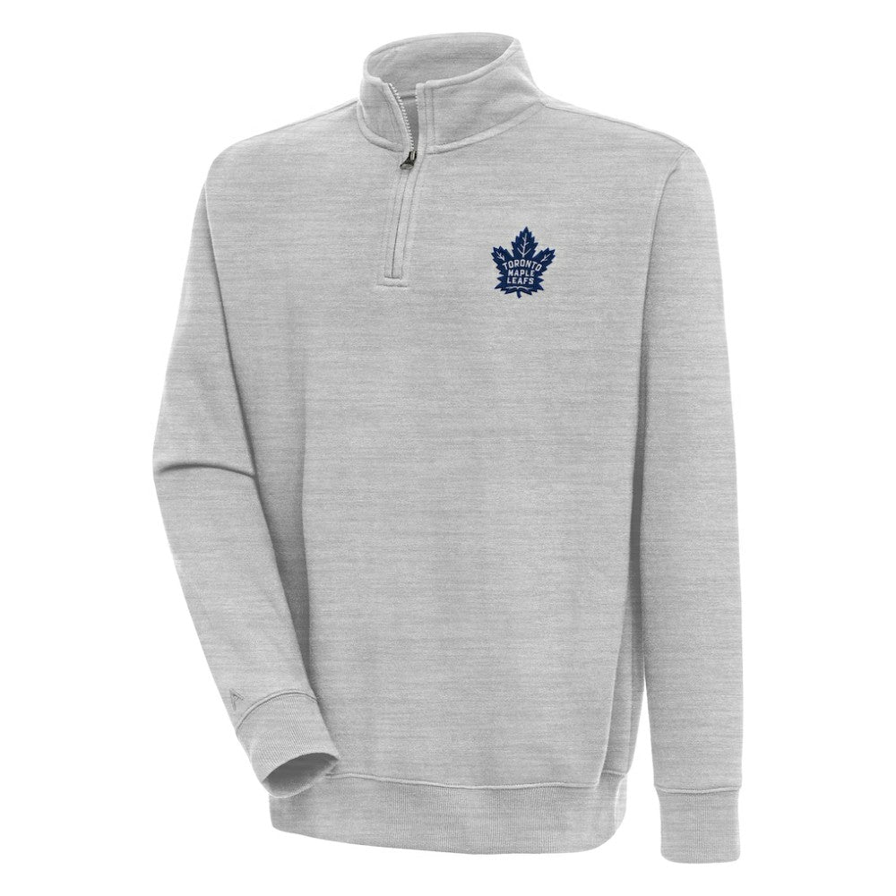 Toronto Maple Leafs Antigua Victory Quarter-Zip Pullover Top - Heather Gray Pullover