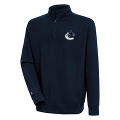 Vancouver Canucks Antigua Victory Quarter-Zip Pullover Top - Navy Pullover