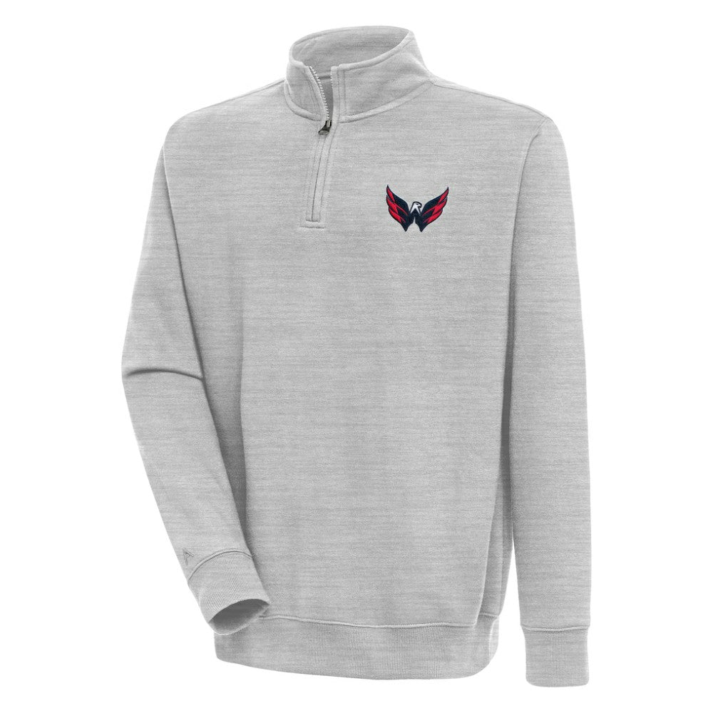 Washington Capitals Antigua Victory Quarter-Zip Pullover Top - Heather Gray Pullover