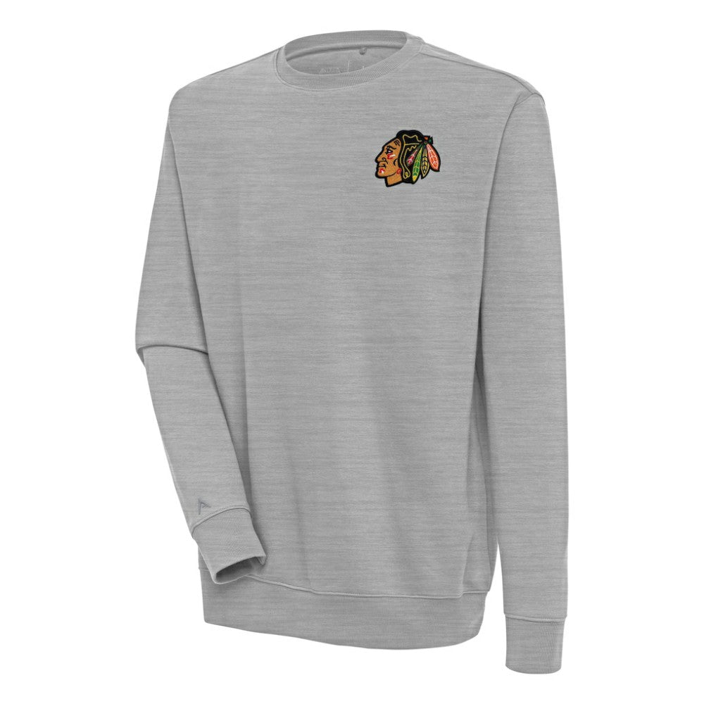 Chicago Blackhawks Antigua Victory Pullover Sweatshirt - Heather Gray Sweatshirts