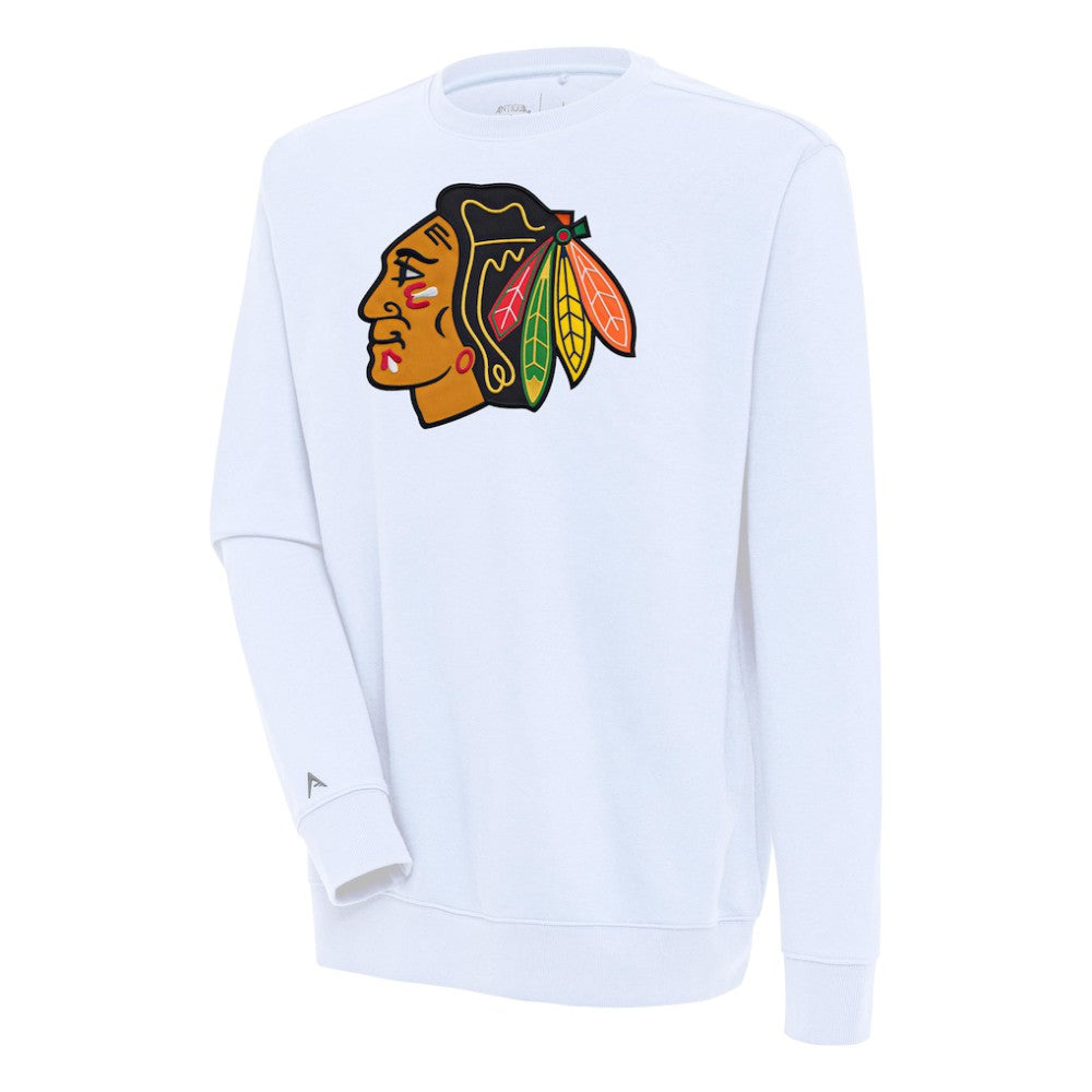 Chicago Blackhawks Antigua Victory Pullover Sweatshirt - White Sweatshirts
