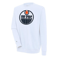 Edmonton Oilers Antigua Victory Pullover Sweatshirt - White Sweatshirts