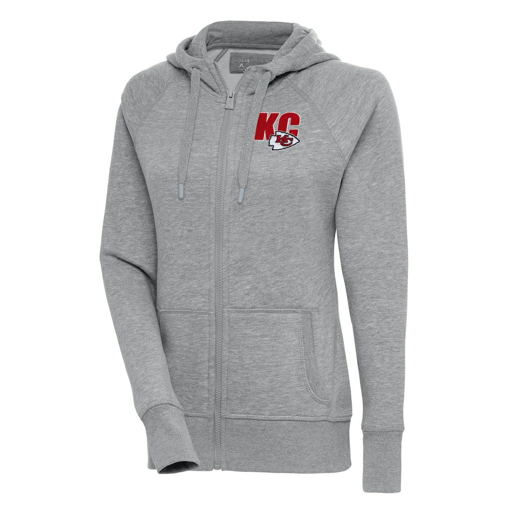 Kansas City Chiefs Antigua Women's Victory Full-Zip Hoodie - Heather Gray discount