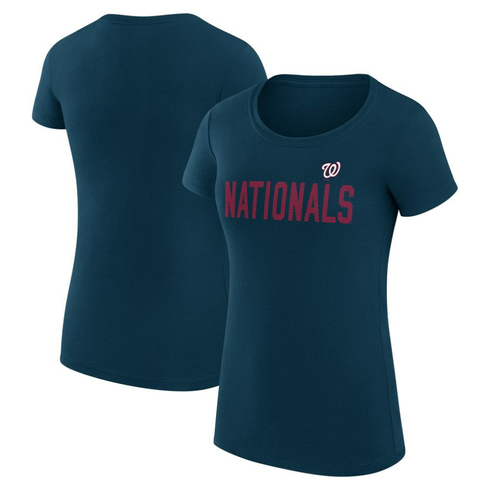 Washington Nationals G-III 4Her by Carl Banks Women's Super-Slim Fit Lightweight Dot Print T-Shirt Navy