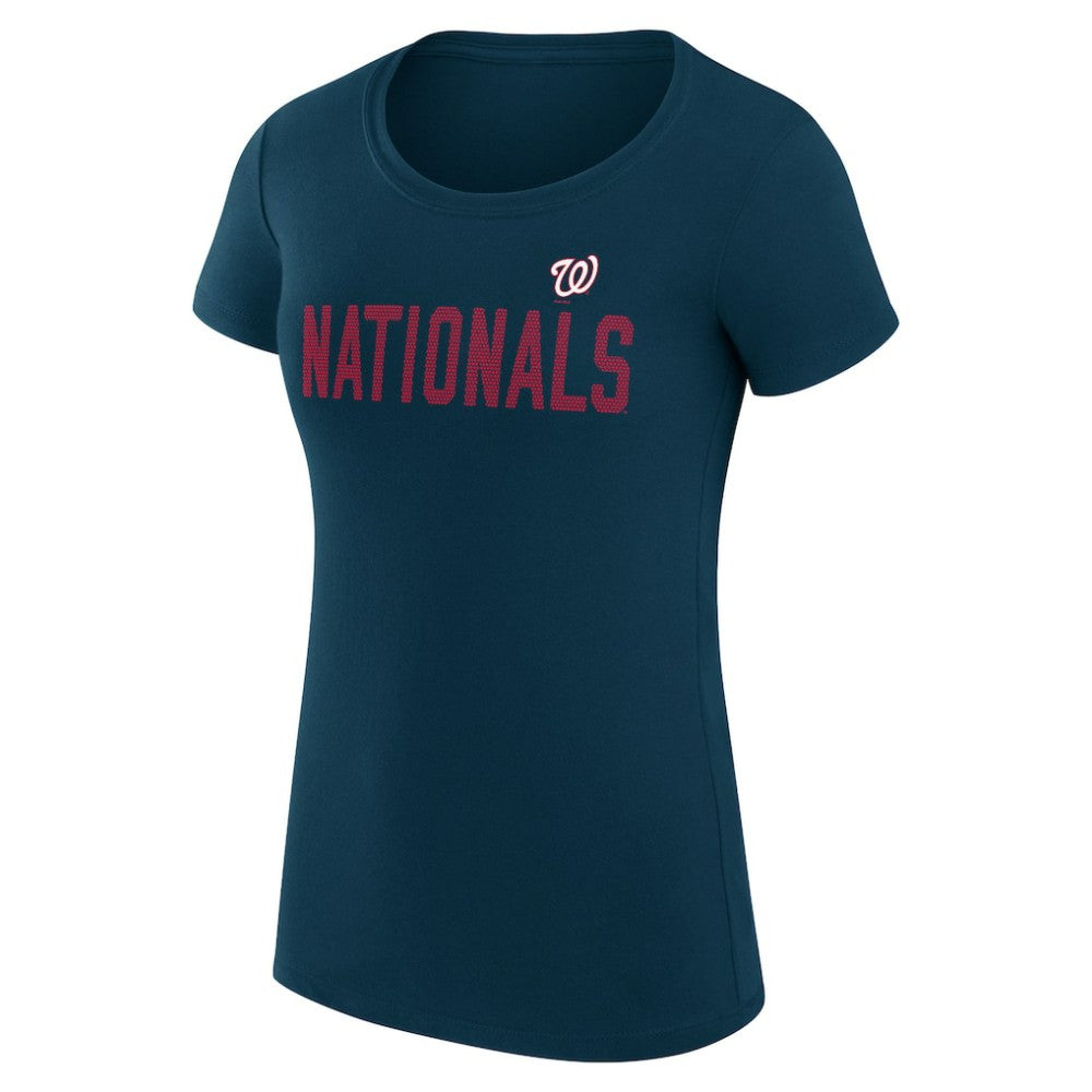 Washington Nationals G-III 4Her by Carl Banks Women's Super-Slim Fit Lightweight Dot Print T-Shirt Navy