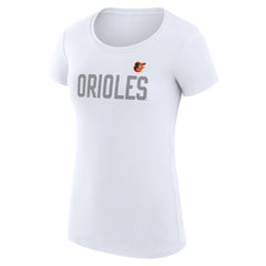 Baltimore Orioles G-III 4Her by Carl Banks Women's Super-Slim Fit Lightweight Dot Print T-Shirt White