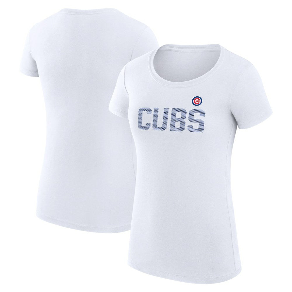 Chicago Cubs G-III 4Her by Carl Banks Women's Super-Slim Fit Lightweight Dot Print T-Shirt White