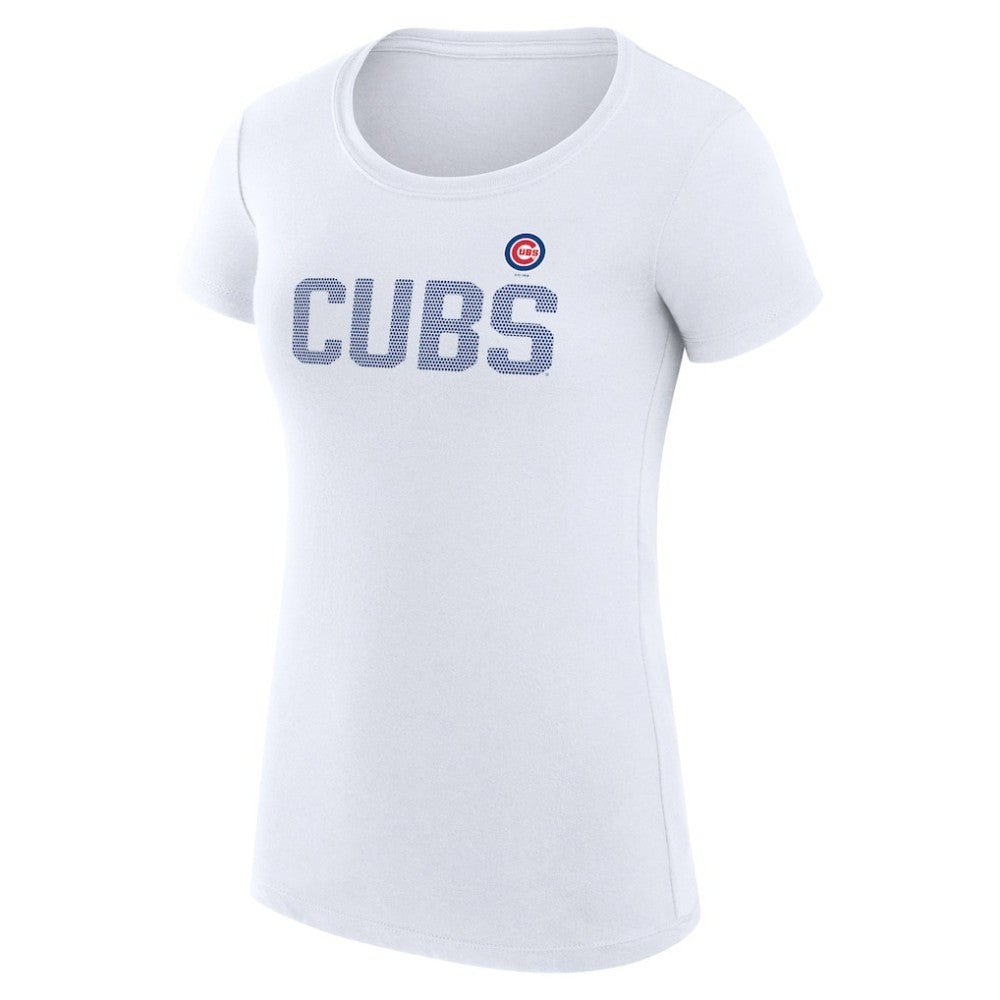 Chicago Cubs G-III 4Her by Carl Banks Women's Super-Slim Fit Lightweight Dot Print T-Shirt White
