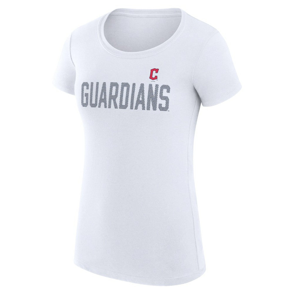 Cleveland Guardians G-III 4Her by Carl Banks Women's Super-Slim Fit Lightweight Dot Print T-Shirt White