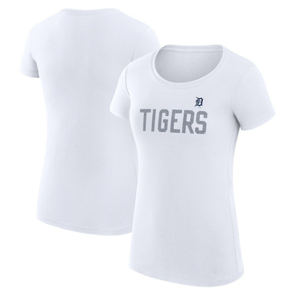 Detroit Tigers G-III 4Her by Carl Banks Women's Super-Slim Fit Lightweight Dot Print T-Shirt White