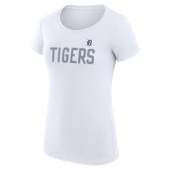 Detroit Tigers G-III 4Her by Carl Banks Women's Super-Slim Fit Lightweight Dot Print T-Shirt White