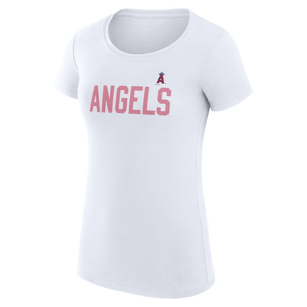 Los Angeles Angels G-III 4Her by Carl Banks Women's Super-Slim Fit Lightweight Dot Print T-Shirt White