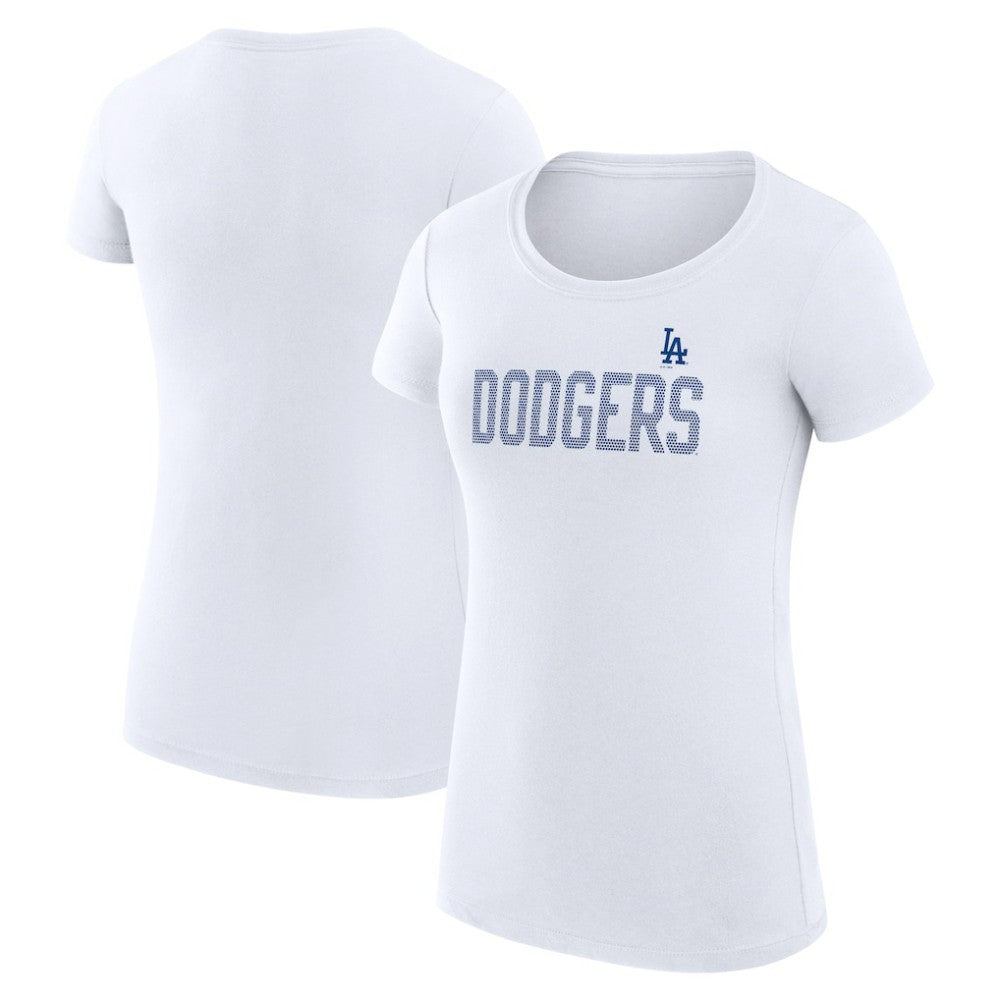 Los Angeles Dodgers G-III 4Her by Carl Banks Women's Super-Slim Fit Lightweight Dot Print T-Shirt White