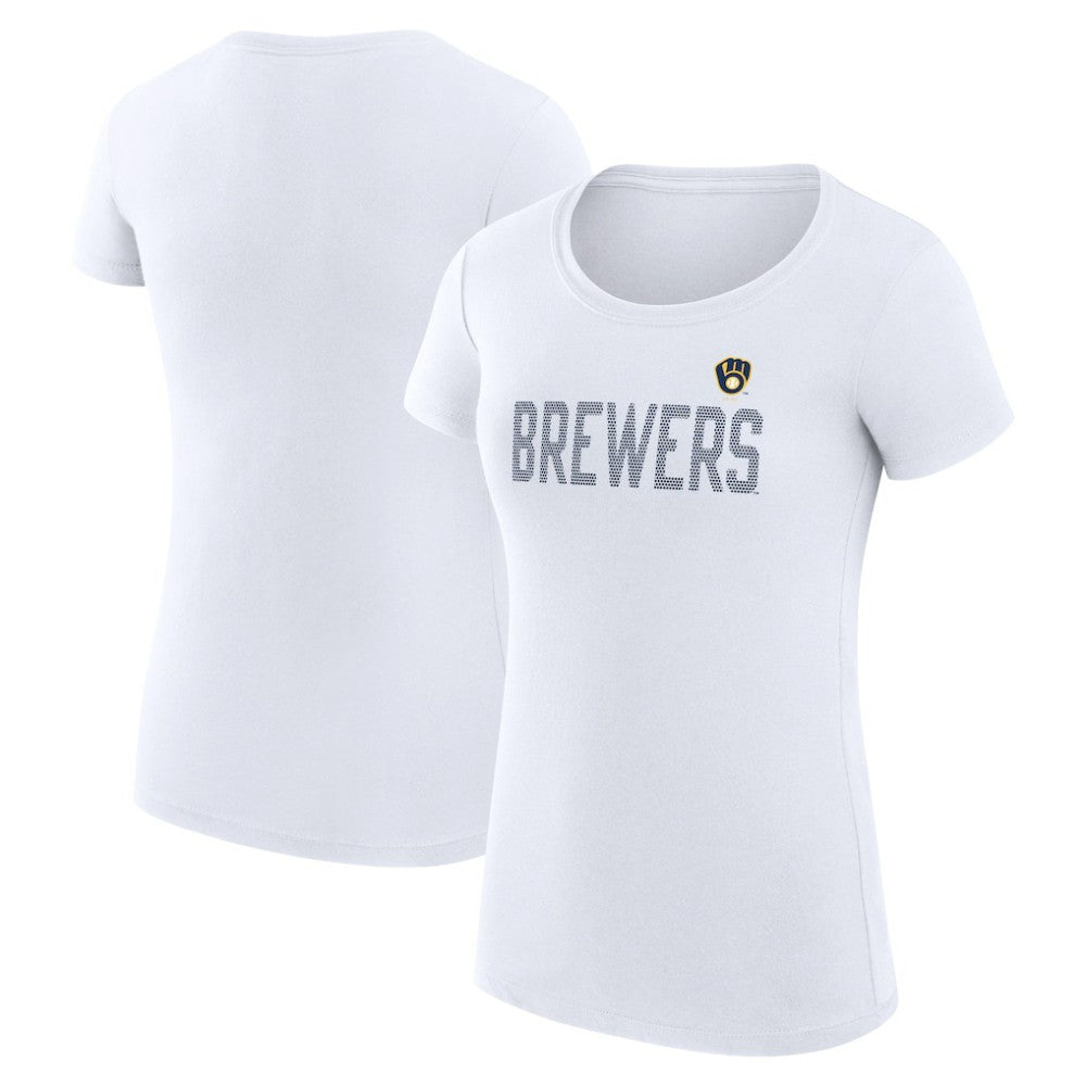 Milwaukee Brewers G-III 4Her by Carl Banks Women's Super-Slim Fit Lightweight Dot Print T-Shirt White