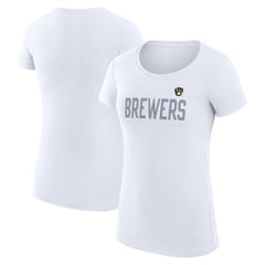 Milwaukee Brewers G-III 4Her by Carl Banks Women's Super-Slim Fit Lightweight Dot Print T-Shirt White