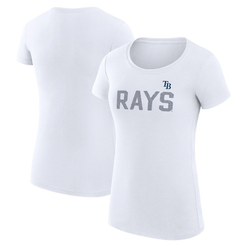 Tampa Bay Rays G-III 4Her by Carl Banks Women's Super-Slim Fit Lightweight Dot Print T-Shirt White