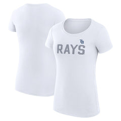 Tampa Bay Rays G-III 4Her by Carl Banks Women's Super-Slim Fit Lightweight Dot Print T-Shirt White