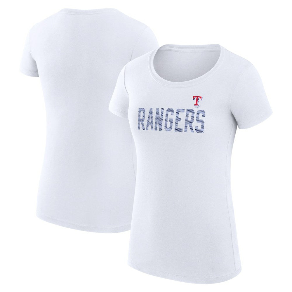 Texas Rangers G-III 4Her by Carl Banks Women's Super-Slim Fit Lightweight Dot Print T-Shirt White