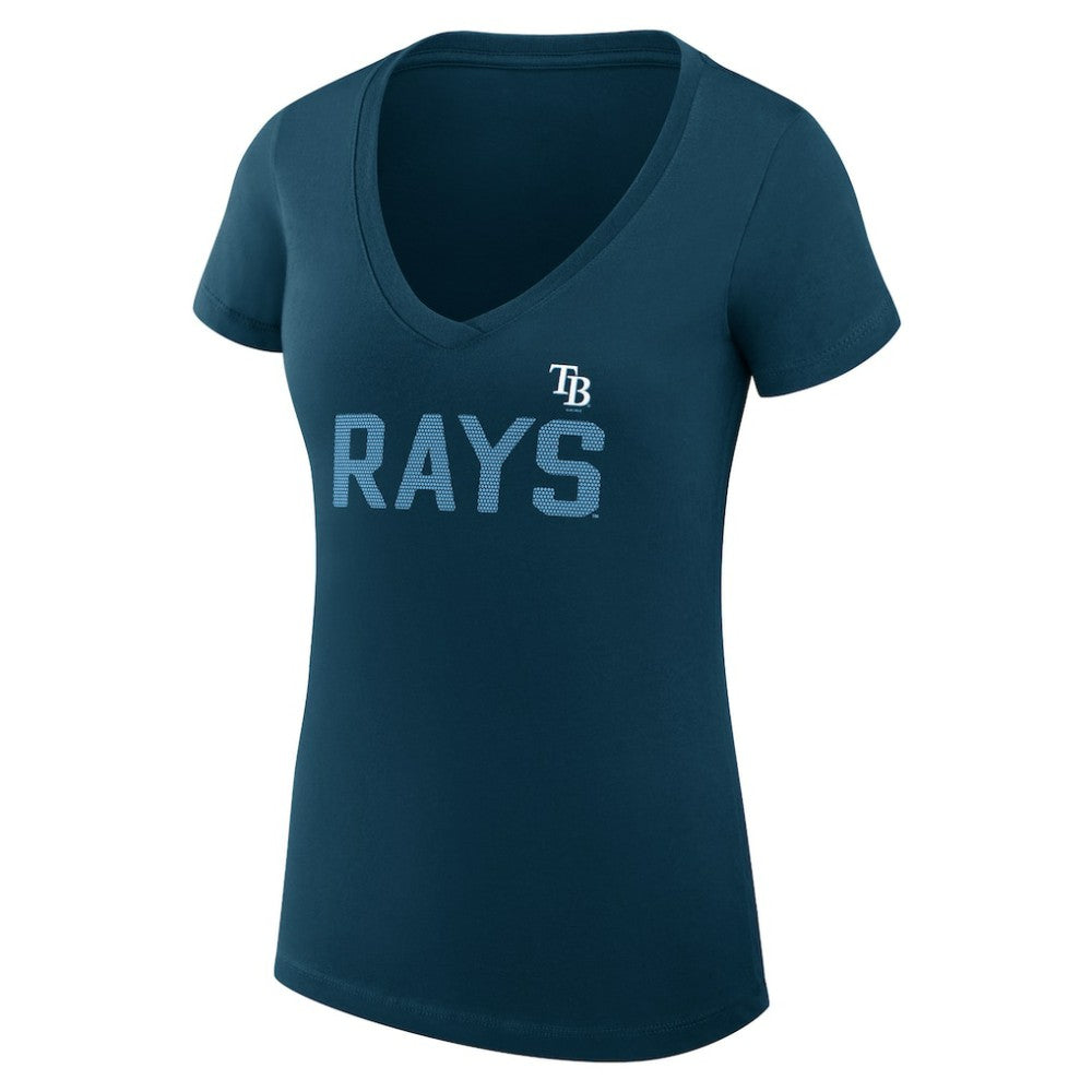 Tampa Bay Rays G-III 4Her by Carl Banks Women's Super-Slim Fit Lightweight Dot Print V-Neck T-Shirt Navy