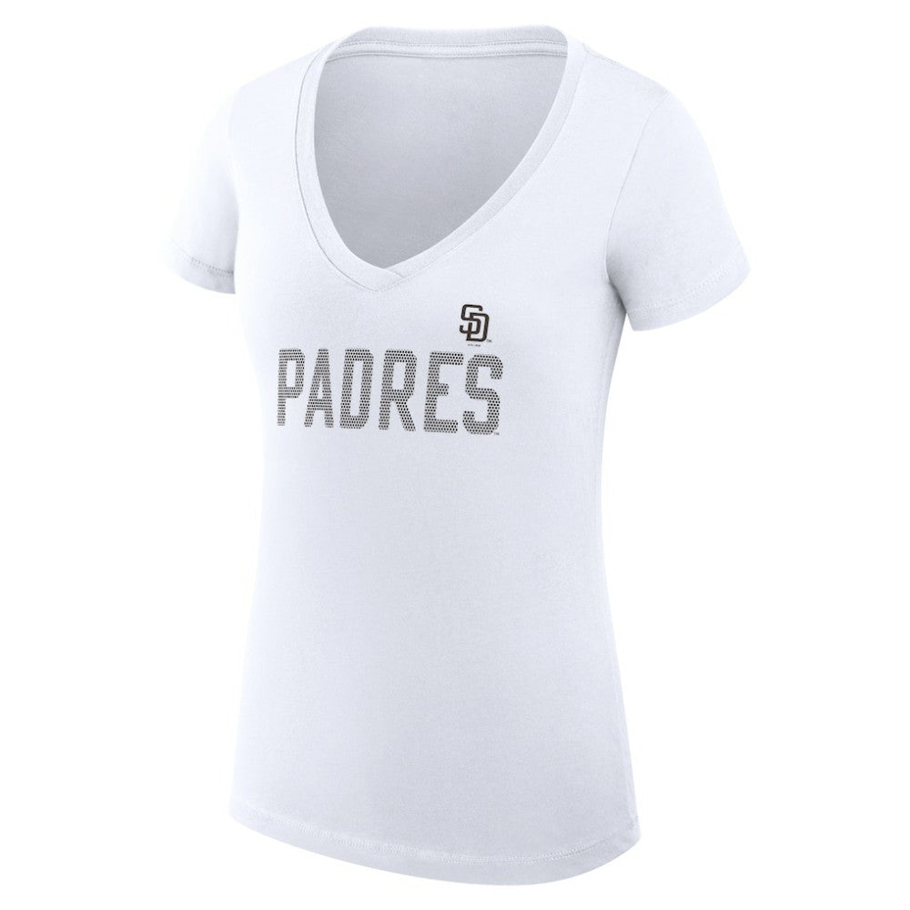 San Diego Padres G-III 4Her by Carl Banks Women's Super-Slim Fit Lightweight Dot Print V-Neck T-Shirt White