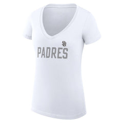San Diego Padres G-III 4Her by Carl Banks Women's Super-Slim Fit Lightweight Dot Print V-Neck T-Shirt White