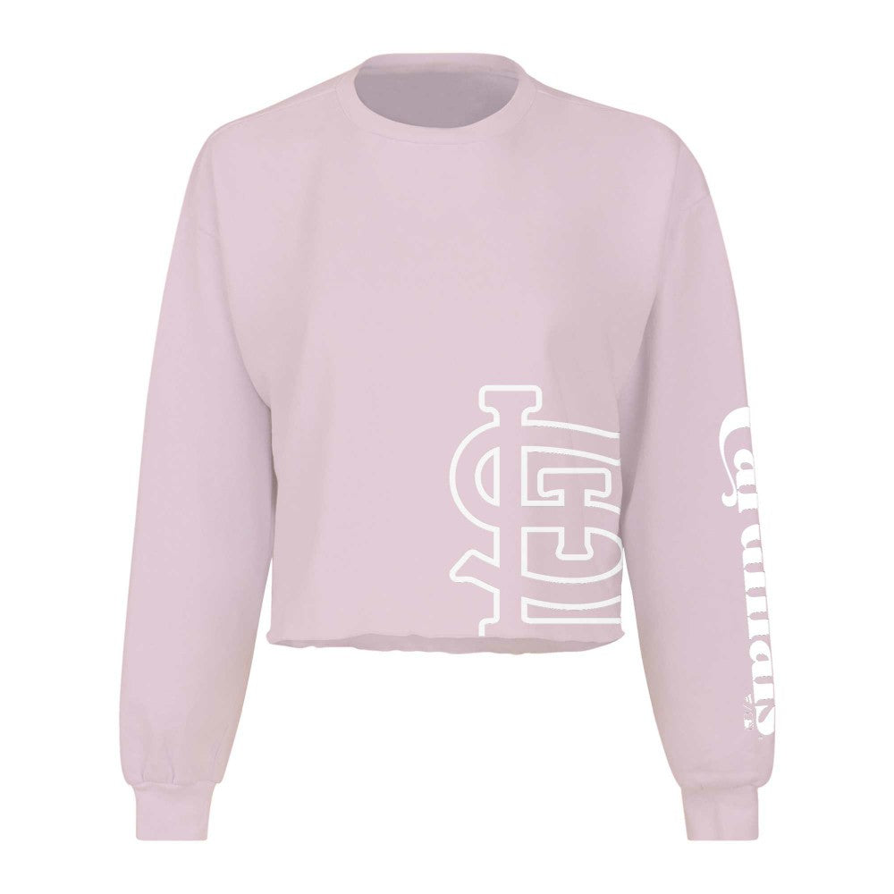 St. Louis Cardinals Women's Cropped Slouchy Long Sleeve T-Shirt Pink
