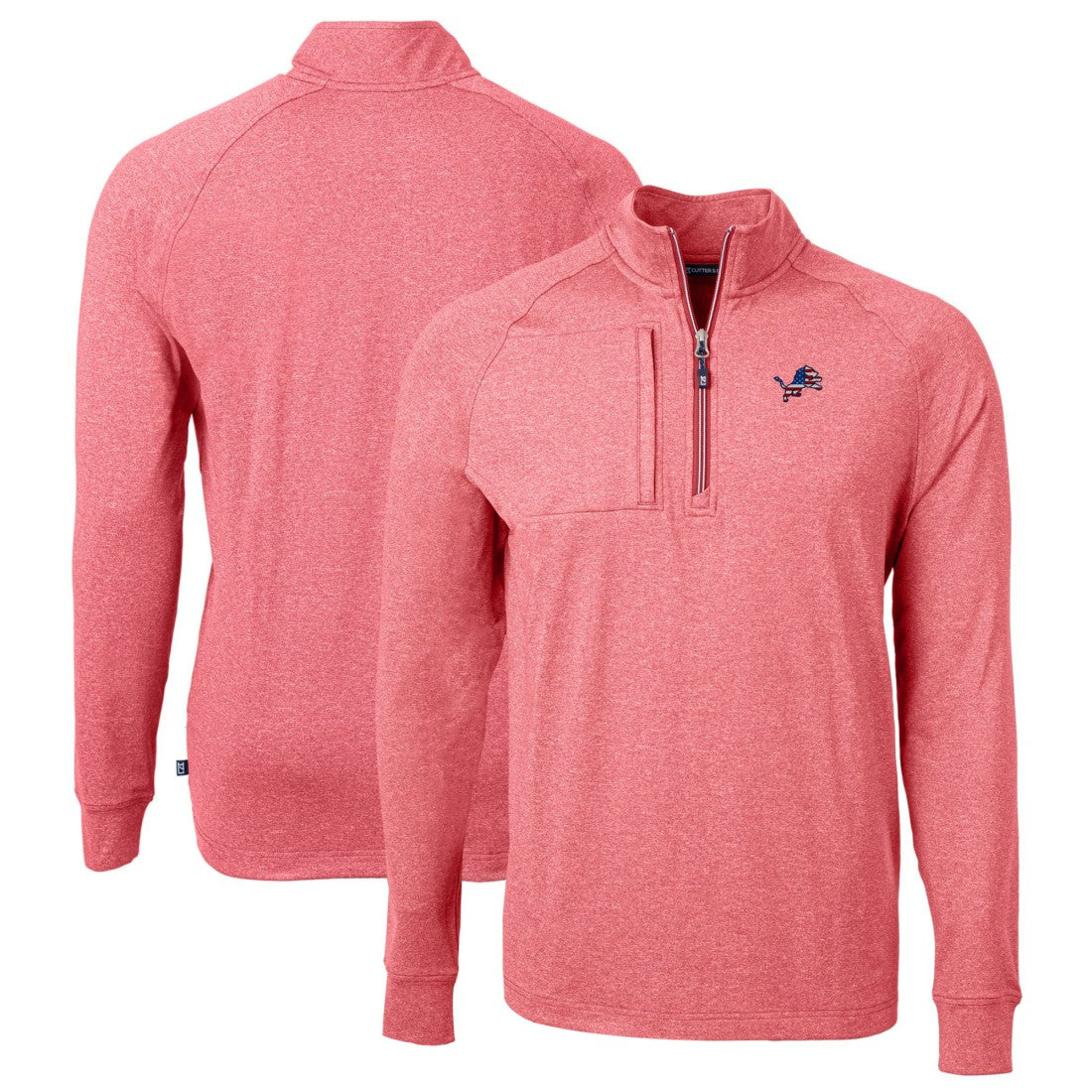 Detroit Lions Cutter & Buck Big & Tall Adapt Eco Knit Quarter-Zip Pullover Top - Heather Red discount