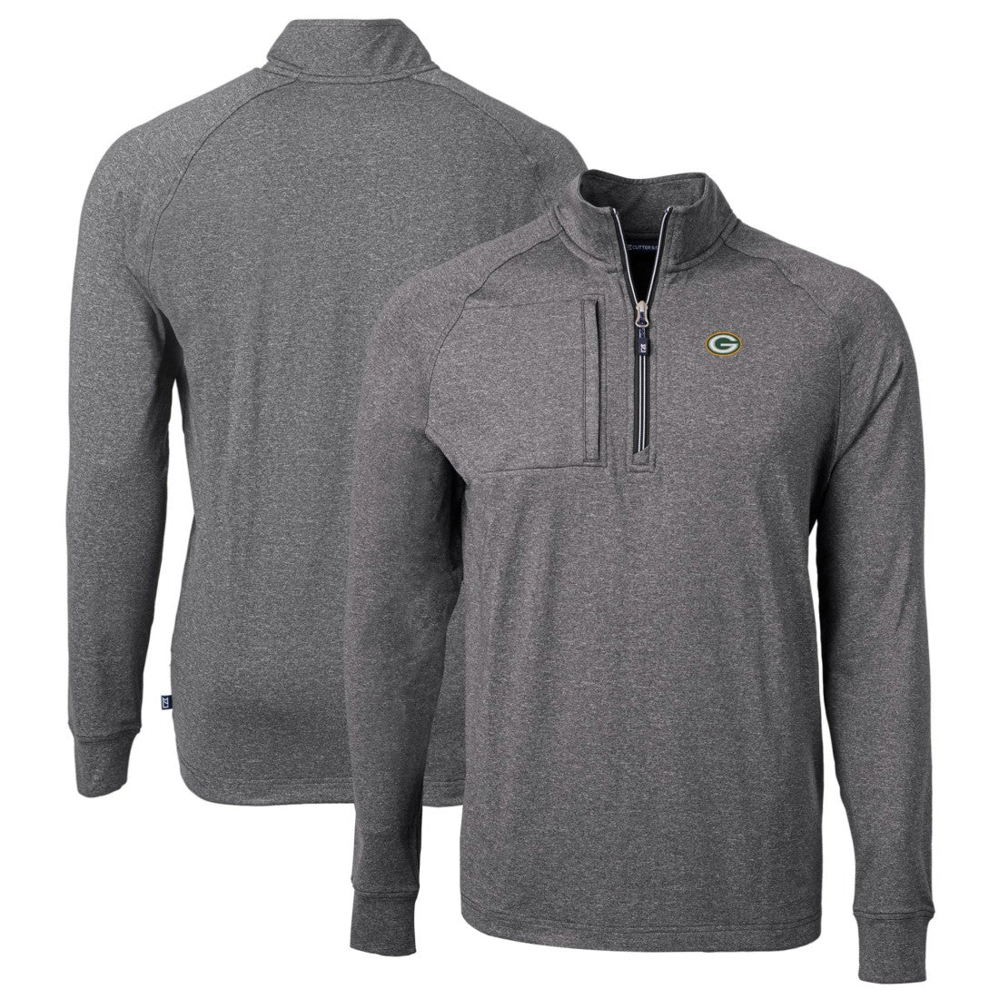 Green Bay Packers Cutter & Buck Big & Tall Adapt Eco Knit Quarter-Zip Pullover Top - Heather Black discount