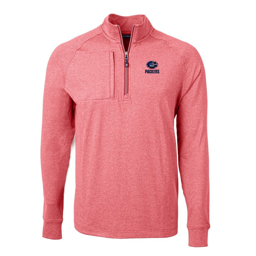 Green Bay Packers Cutter & Buck Big & Tall Adapt Eco Knit Quarter-Zip Pullover Top - Heather Red on sale