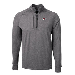 Kansas City Chiefs Cutter & Buck Big & Tall Adapt Eco Knit Quarter-Zip Pullover Top - Heather Black for sale