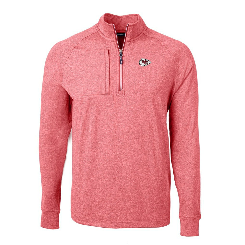 Kansas City Chiefs Cutter & Buck Big & Tall Adapt Eco Knit Quarter-Zip Pullover Top - Heather Red outlet