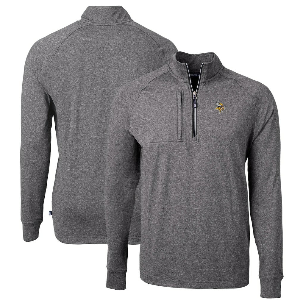 Minnesota Vikings Cutter & Buck Big & Tall Adapt Eco Knit Quarter-Zip Pullover Top - Heather Black discount