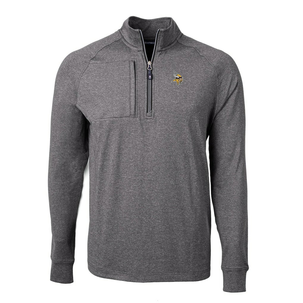 Minnesota Vikings Cutter & Buck Big & Tall Adapt Eco Knit Quarter-Zip Pullover Top - Heather Black discount