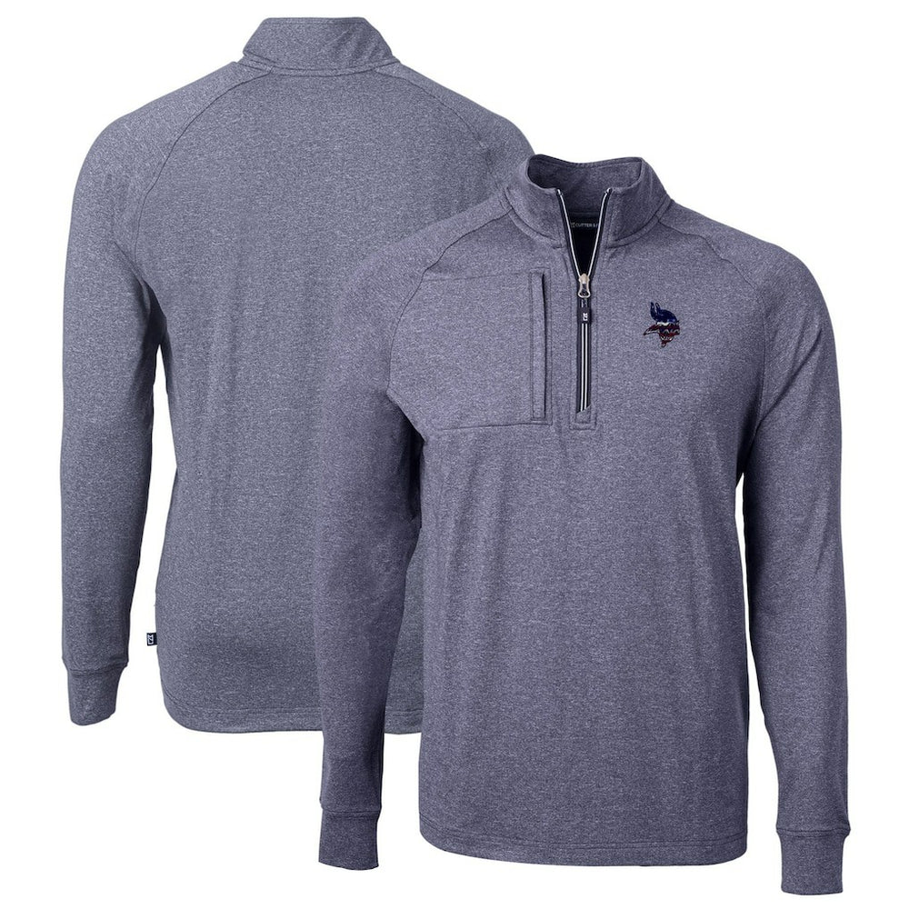 Minnesota Vikings Cutter & Buck Big & Tall Adapt Eco Knit Quarter-Zip Pullover Top - Heather Navy online
