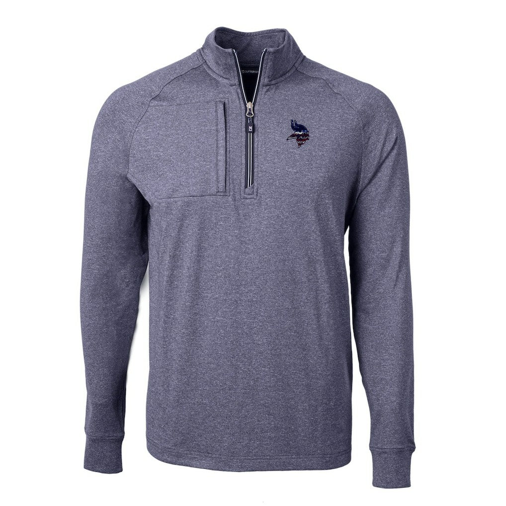 Minnesota Vikings Cutter & Buck Big & Tall Adapt Eco Knit Quarter-Zip Pullover Top - Heather Navy online