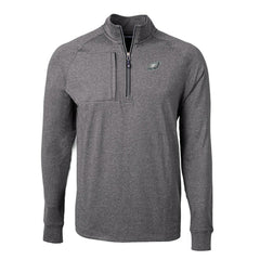 Philadelphia Eagles Cutter & Buck Big & Tall Adapt Eco Knit Quarter-Zip Pullover Top - Heather Black for sale