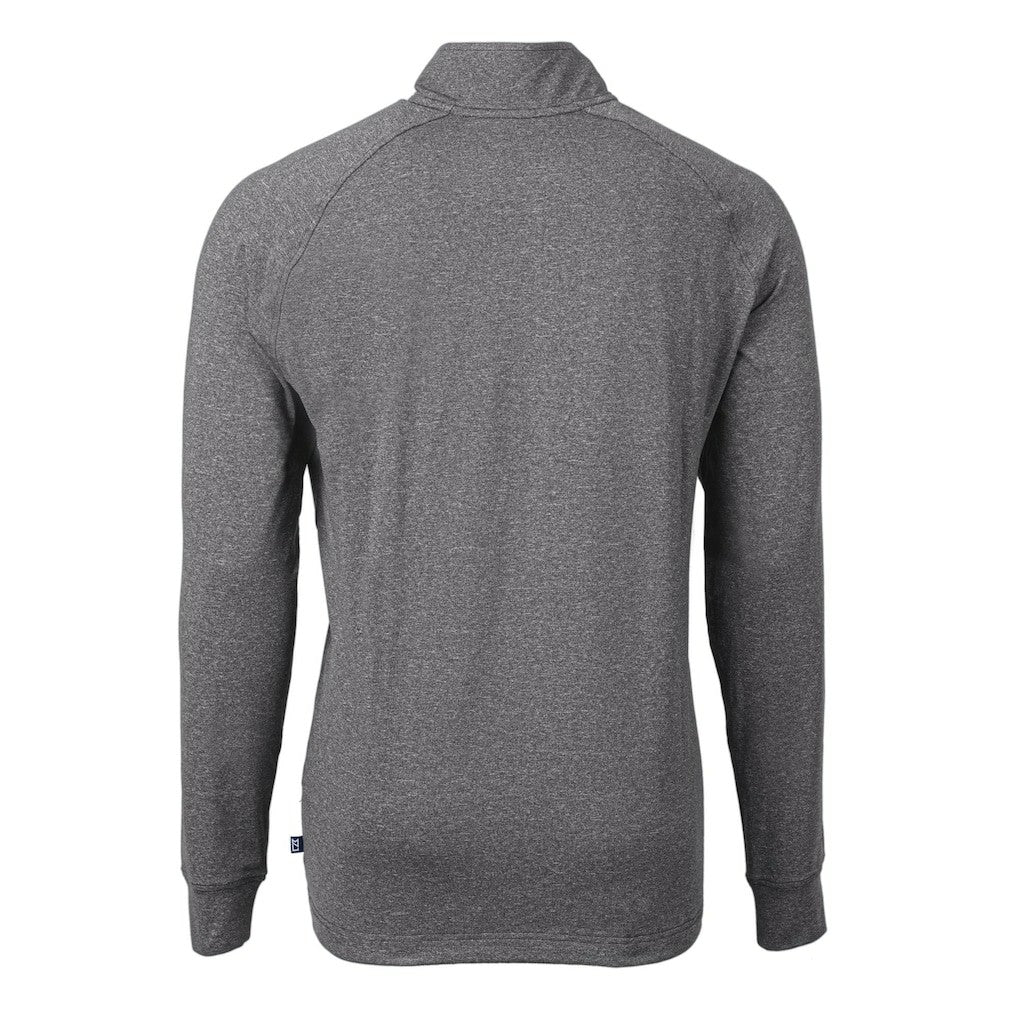 Philadelphia Eagles Cutter & Buck Big & Tall Adapt Eco Knit Quarter-Zip Pullover Top - Heather Black for sale
