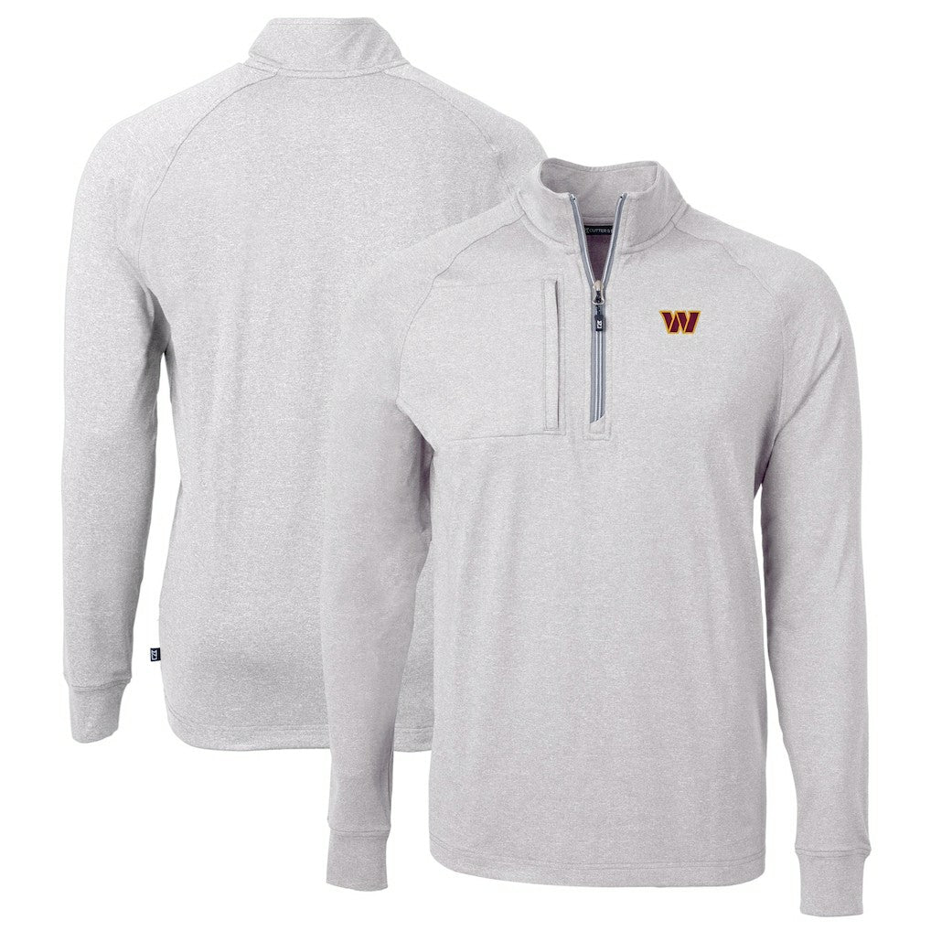 Washington Commanders Cutter & Buck Big & Tall Adapt Eco Knit Quarter-Zip Pullover Top - Heather Gray sale