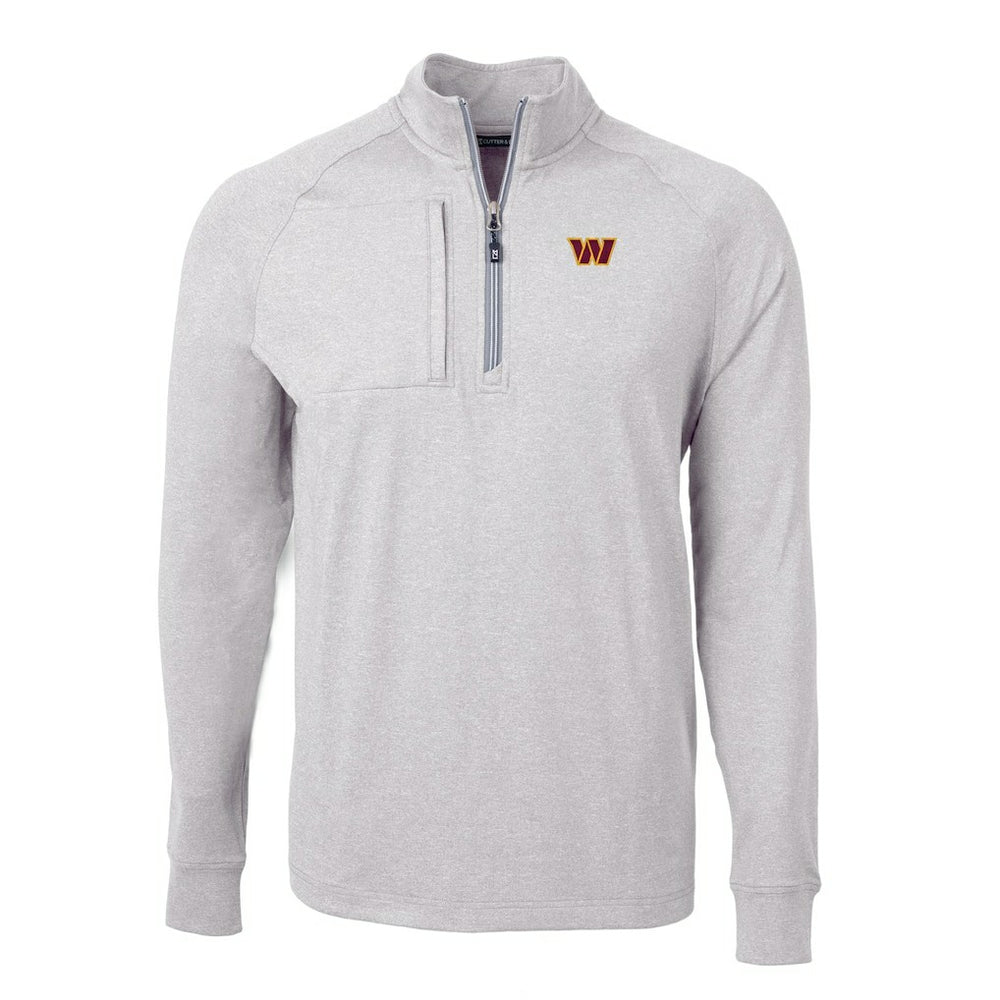 Washington Commanders Cutter & Buck Big & Tall Adapt Eco Knit Quarter-Zip Pullover Top - Heather Gray sale
