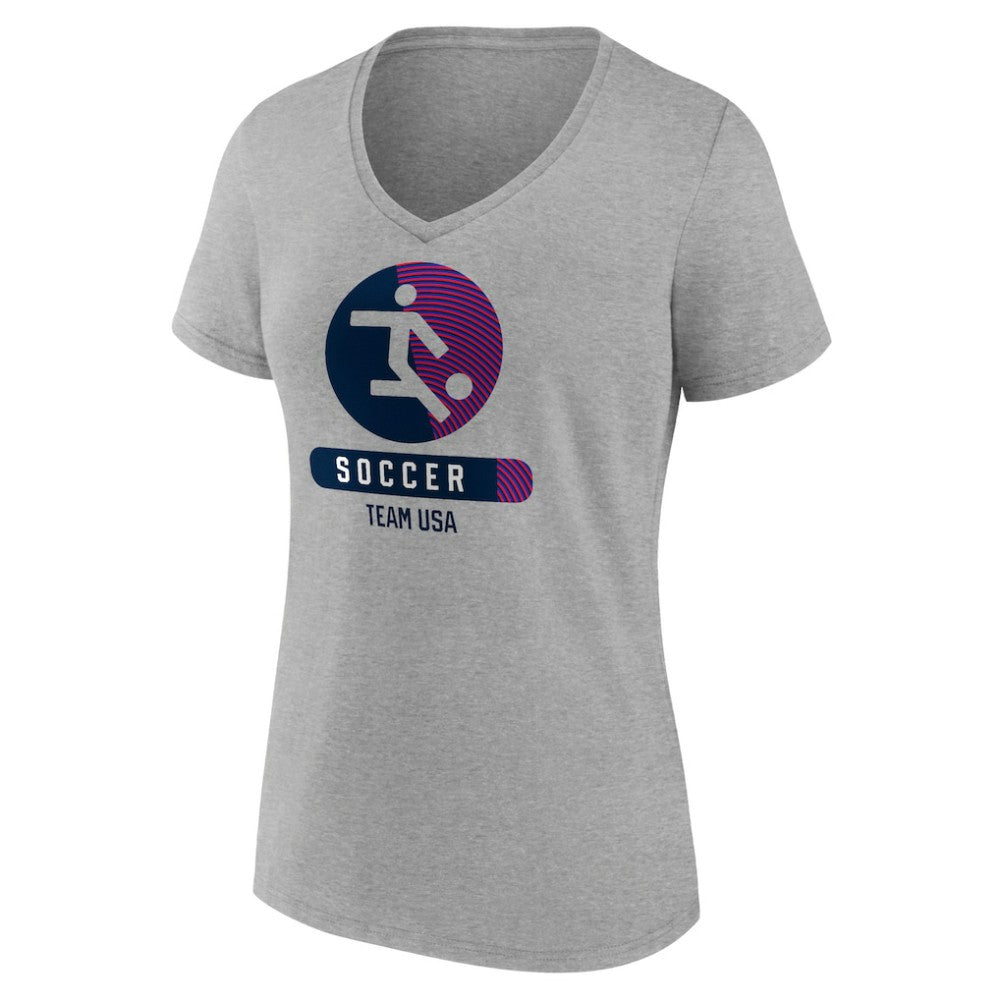 US Soccer Women's Radiating Victory V-Neck T-Shirt - Heather Gray on sale