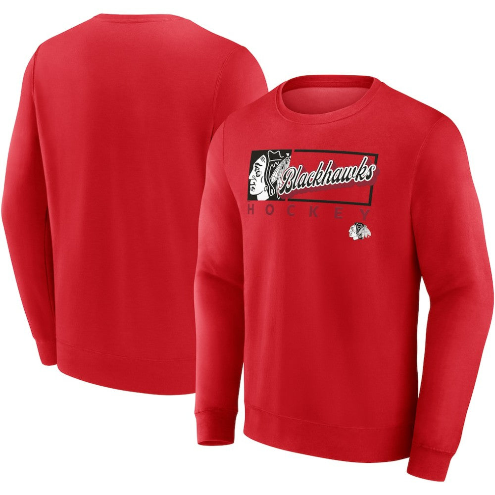 Chicago Blackhawks Fanatics Focus Fleece Pullover Sweatshirt - Red Sweatshirts