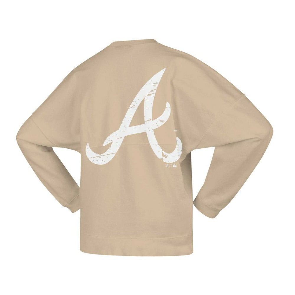 Atlanta Braves Women's Branded Fleece Pullover Sweatshirt Tan