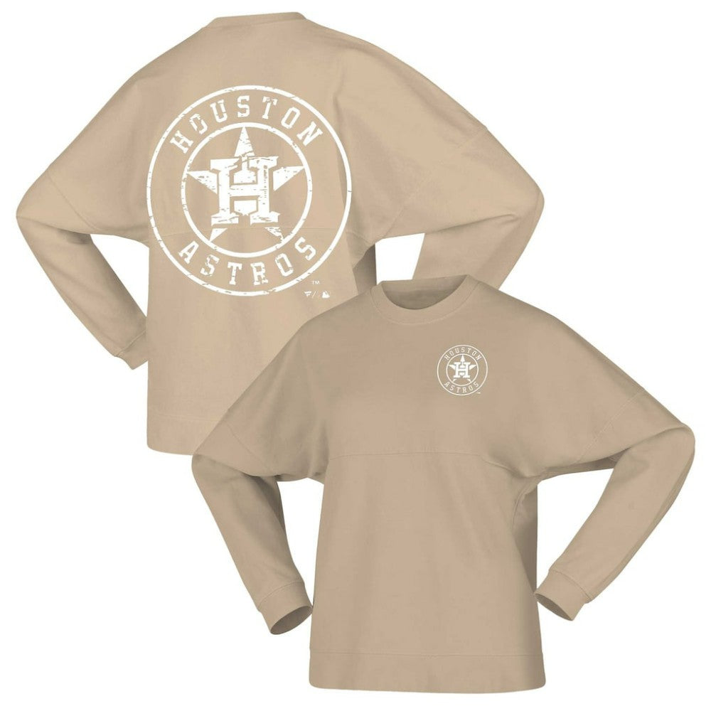 Houston Astros Women's Branded Fleece Pullover Sweatshirt Tan