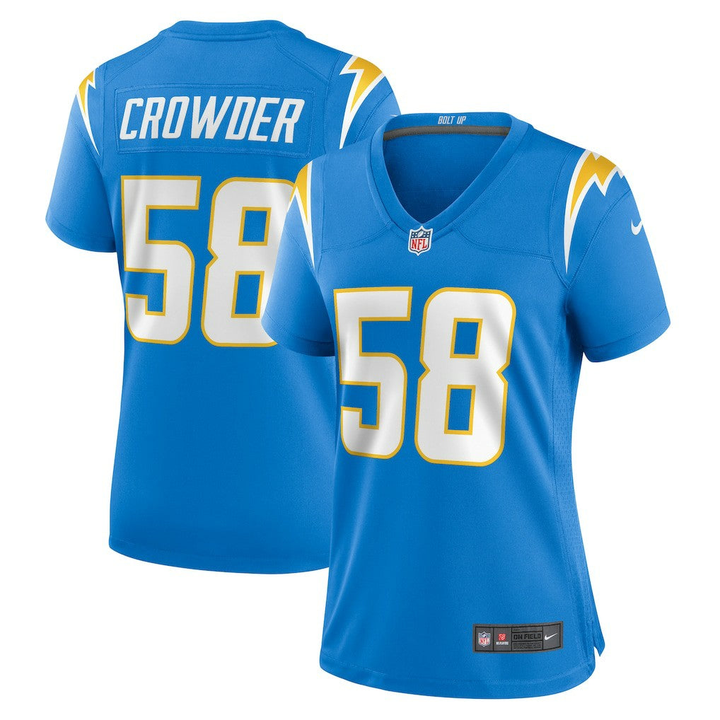 Tae Crowder Los Angeles Chargers Women's Team Game Jersey - Powder Blue on sale