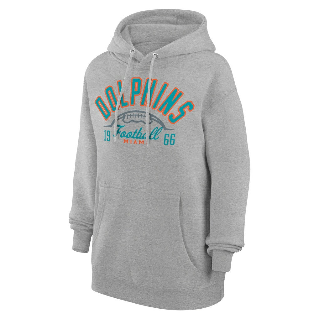 Miami Dolphins Starter Unisex Half Ball Team Fleece Pullover Hoodie - Heather Gray sale