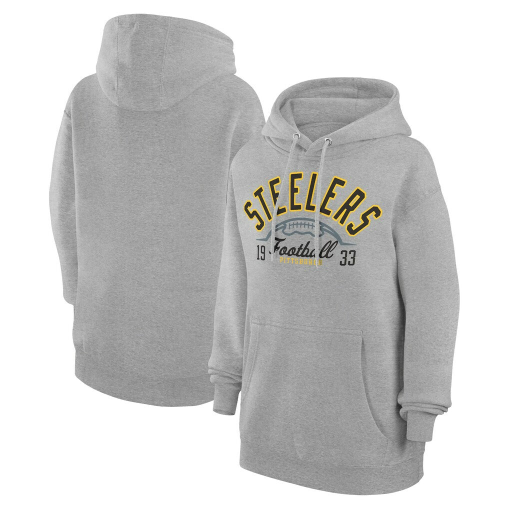 Pittsburgh Steelers Starter Unisex Half Ball Team Fleece Pullover Hoodie - Heather Gray cheap