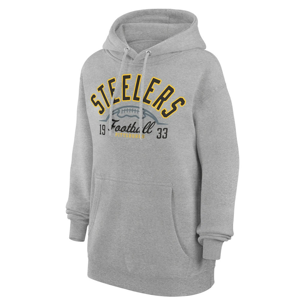 Pittsburgh Steelers Starter Unisex Half Ball Team Fleece Pullover Hoodie - Heather Gray cheap