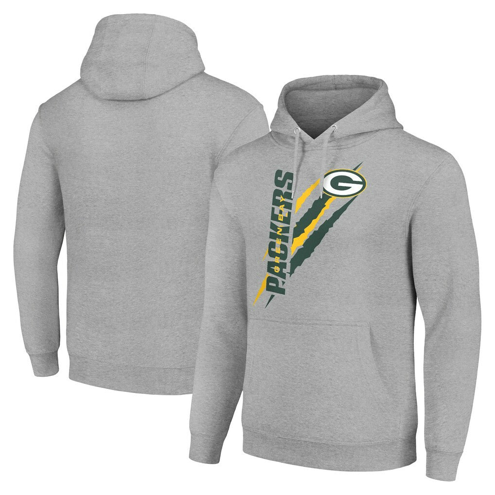 Green Bay Packers Starter Unisex Color Scratch Fleece Pullover Hoodie - Heather Gray outlet