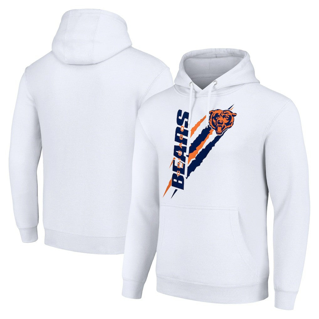 Chicago Bears Starter Unisex Color Scratch Fleece Pullover Hoodie - White on sale